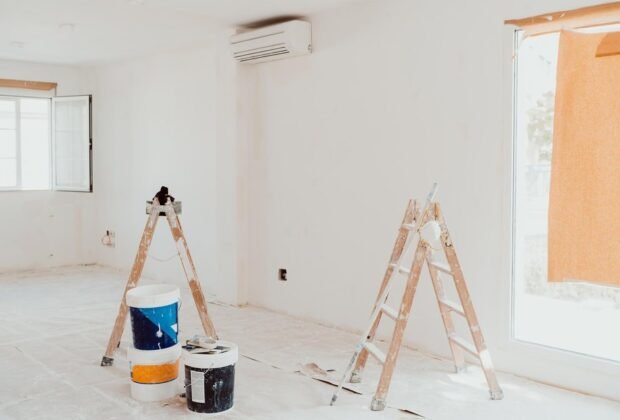 Empty room prepared for painting