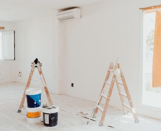 Empty room prepared for painting