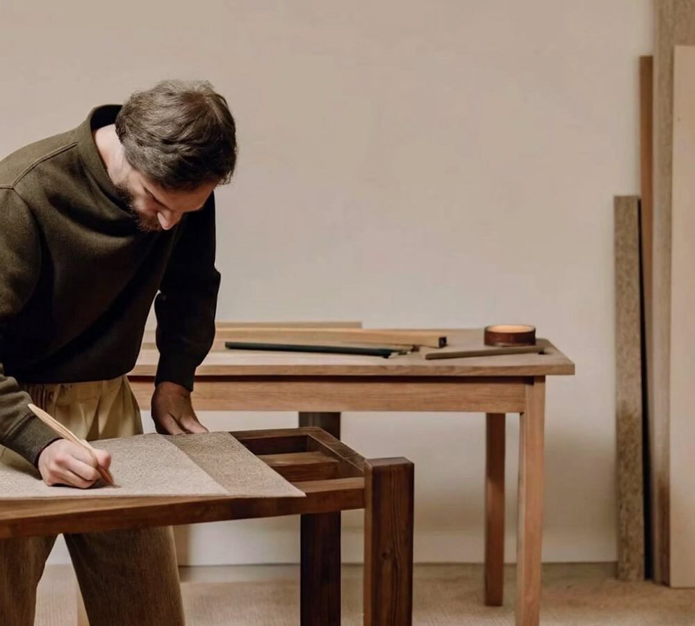 Carpenter building custom furniture